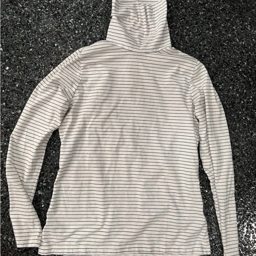 Lands' End Shaped Fit for Striped Long Sleeve Turtleneck - White & Black, 3X NWT